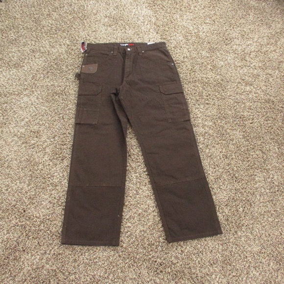 Wrangler Riggs Pants Men's 34x32 Brown Ranger Cargo Ripstop Relaxed Work Wear - Picture 1 of 10